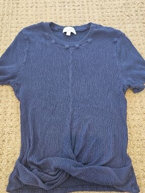 Michael Stars Navy Textured Knot Front Tee